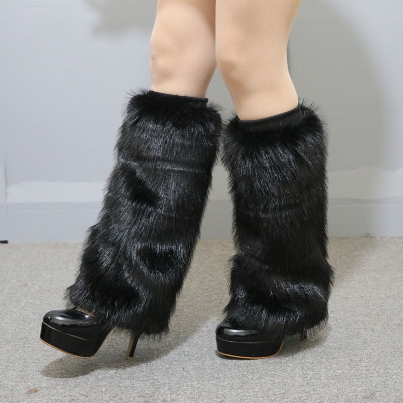 Faux Fur Leg Warmers Winter Soft Fluffy Boot Covers Plush Boots Socks Sleeve